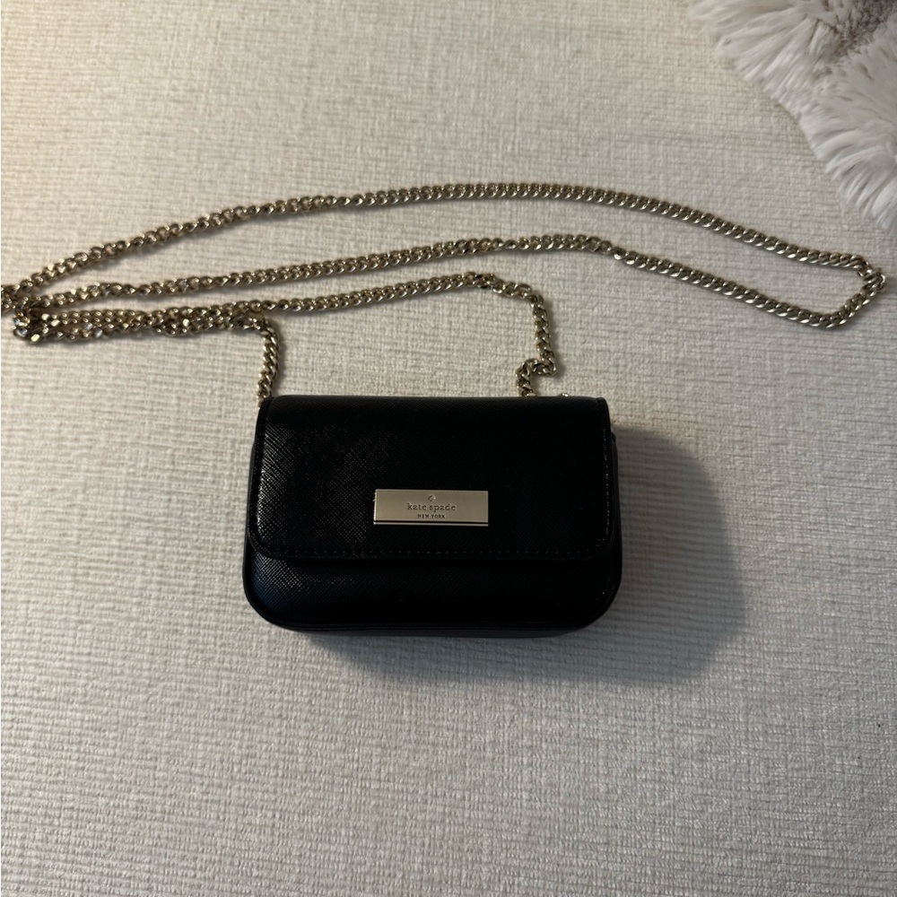 Kate Spade Black Crossbody Bag with Gold Chain